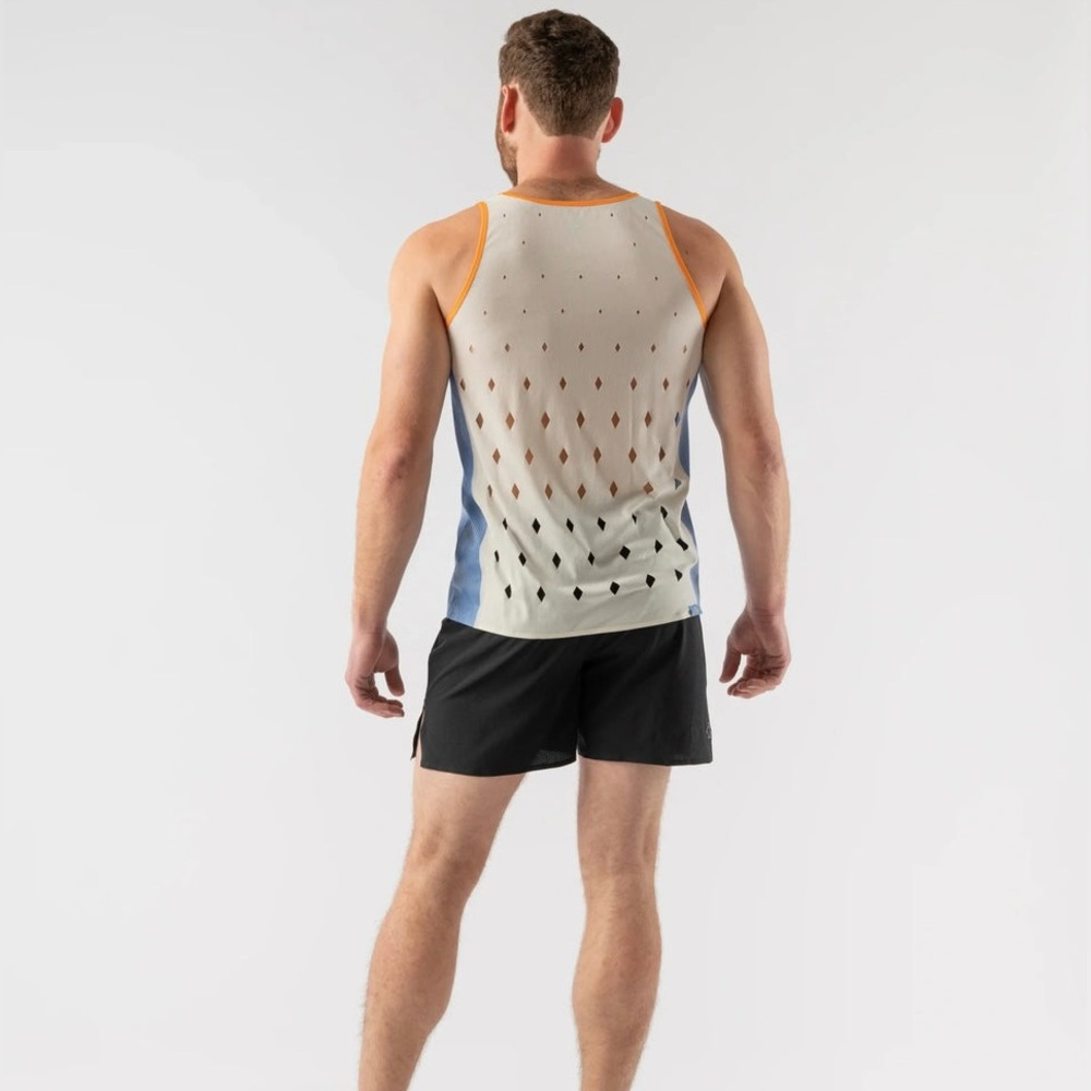 Rabbit Men's Cream and Blue Athletic Tank Top - Picture 2 of 6